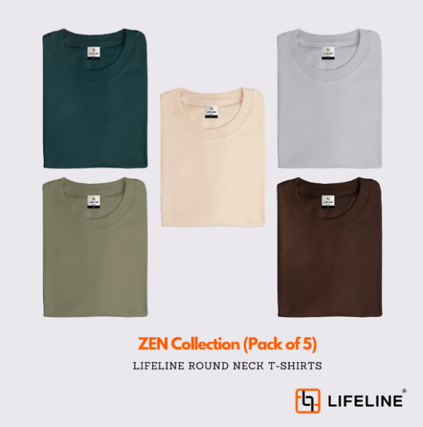 Lifeline Zen Collection (Pack of 5) Roundneck T-Shirts