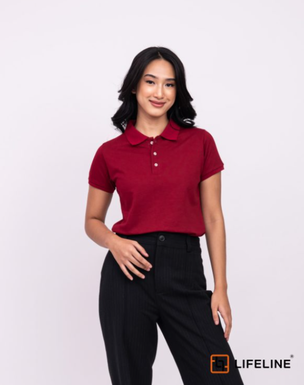 New Lifeline Women's Poloshirt (Berry Red)